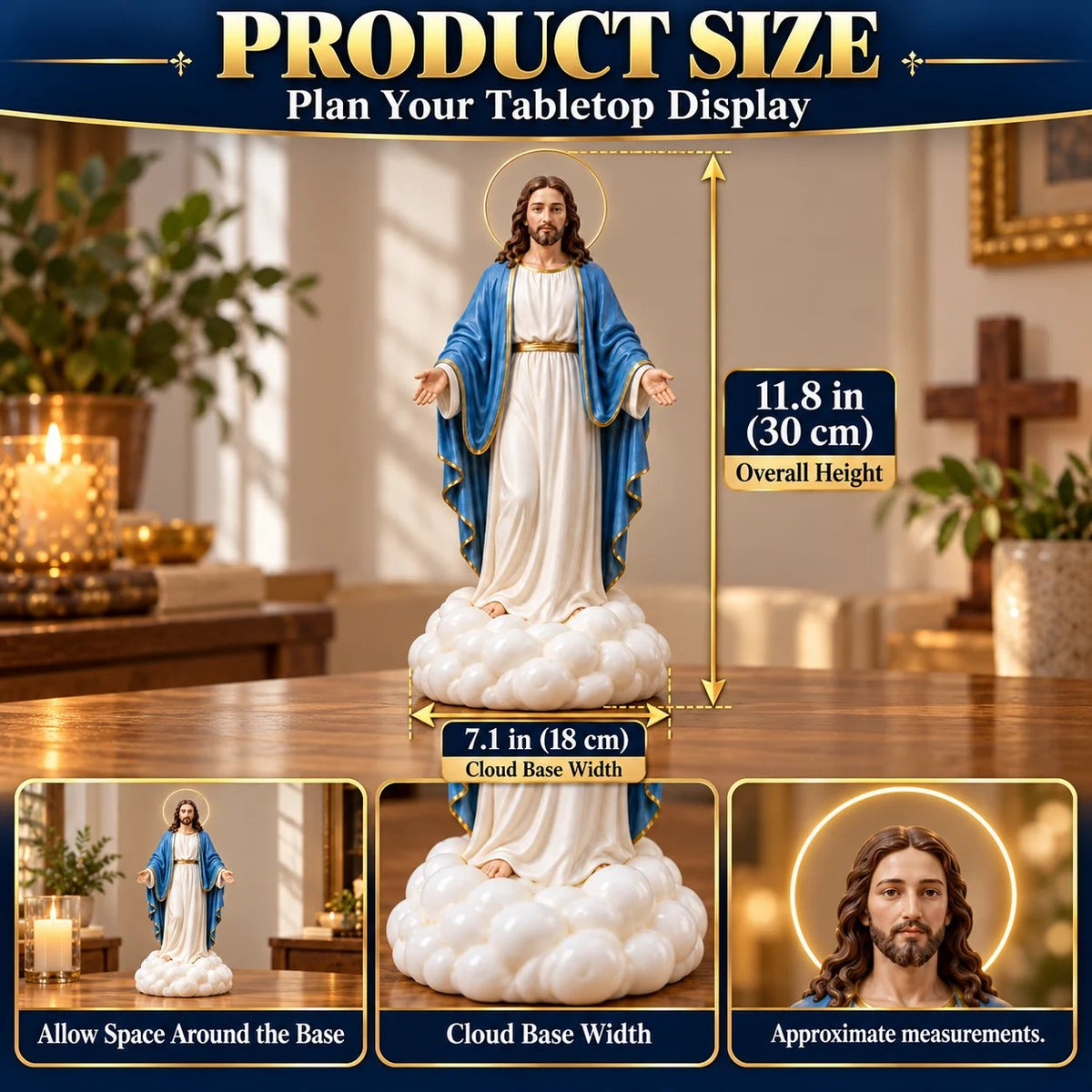 ✝️ Holy Mist Jesus Humidifier – Light-Up Christian Statue with Halo Glow & Cloud Mist