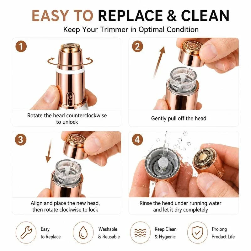 ✨ 2-in-1 Facial Hair & Eyebrow Trimmer – Upper Lip, Chin & Brows 💖