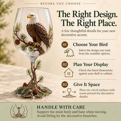 🦅 LIMITED TIME DEAL! Bald Eagle Decorative Goblet – Unique Eagle Bird Figurine Cup with Pinecone Details, Nature Inspired Home Decor & Collectible Gift