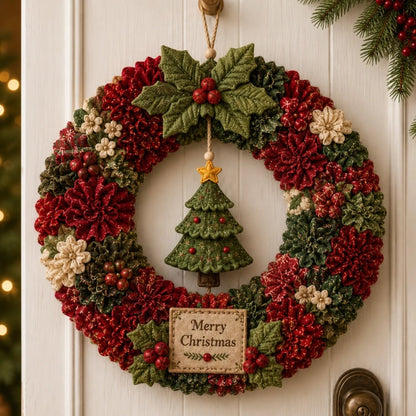 🔥 3D Fabric Poke Christmas Wreath DIY Kit 🎄🧵