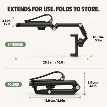 Foldable Car Phone Holder for Sun Visor, Adjustable Arm with 360° Phone Rotation, Spring Clip Mount for 4–6.5 Inch Smartphones, Black,toolupgrade