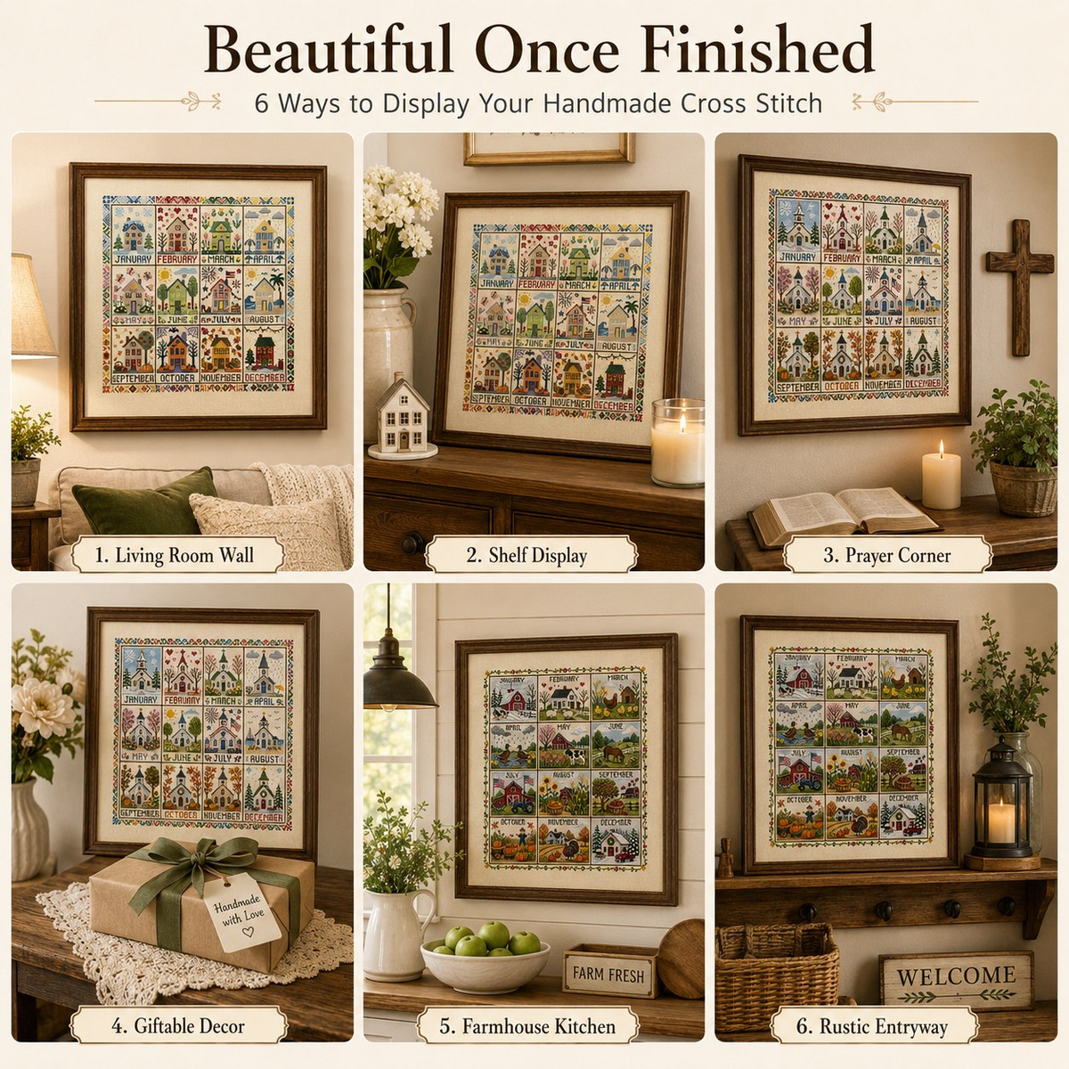 🔥 49% OFF Today | Stitch Through the Seasons – 12-Month Cross Stitch Collection 🌿🧵