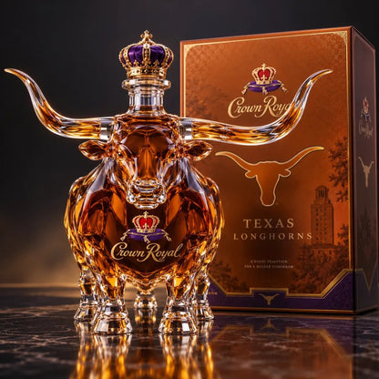 🐂 Texas Longhorn Collector’s Bottle 👑 Sculpted Display & Gift Box