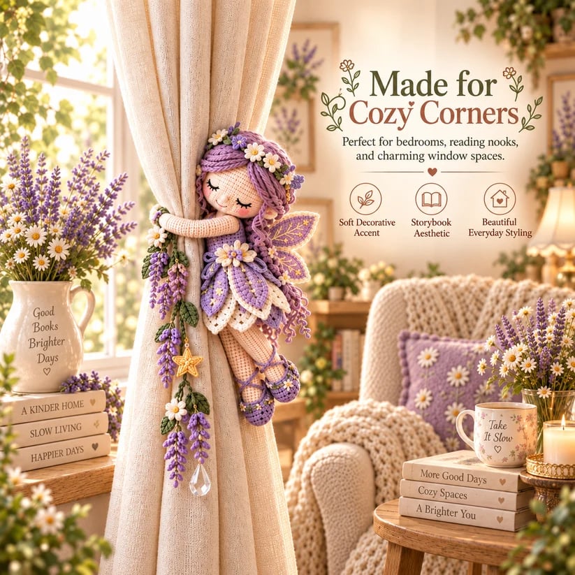 🧚✨ Fairy Hug Crochet Curtain Tiebacks – Whimsical Fairy Window Decor, Handmade Charm & Unique Gift Idea (📦Buy 2 Free Shipping)