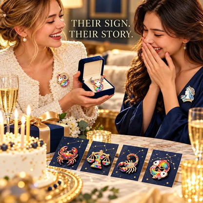Luxury Zodiac Enamel Brooch – Turn a Simple Blazer into a Statement ✨