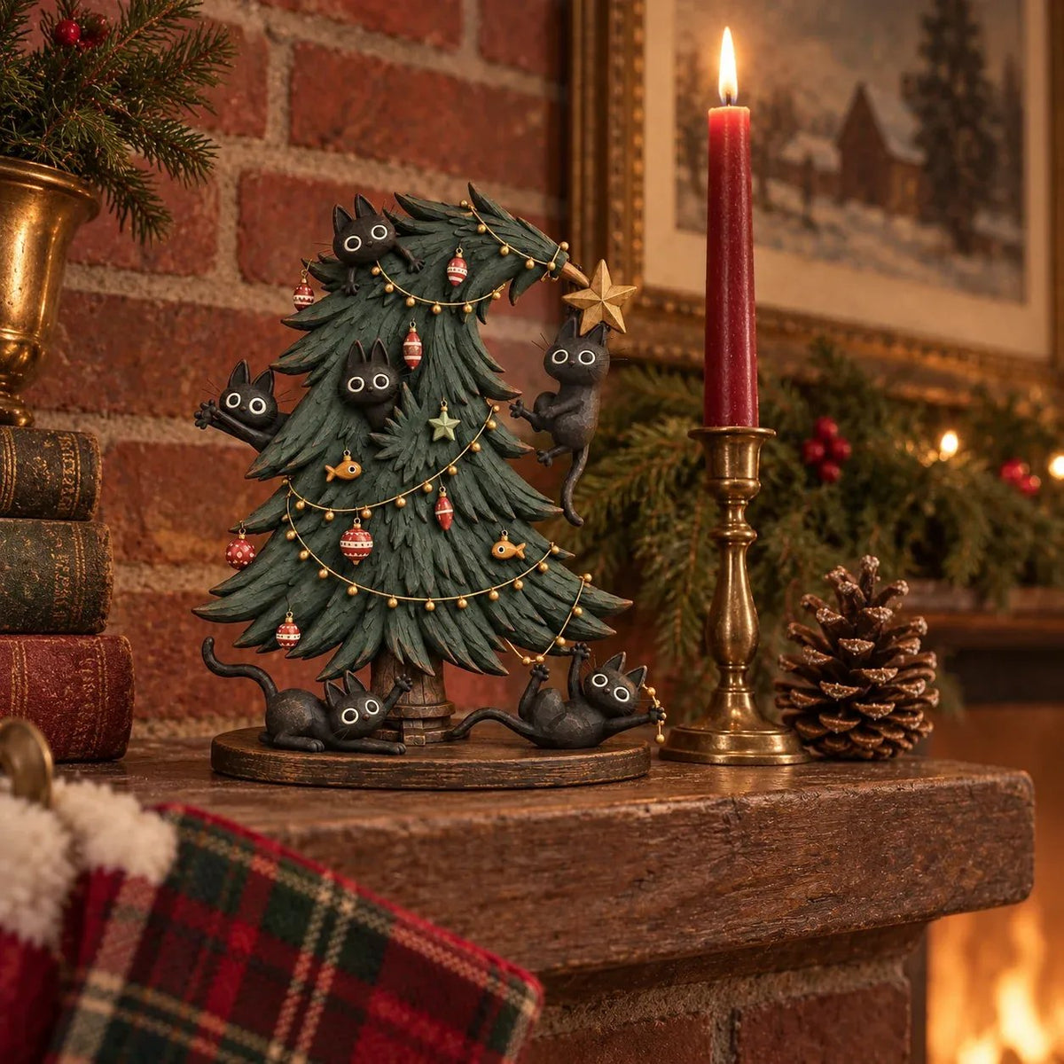 🎄🐱 Cute Black Cat Christmas Tree Decor