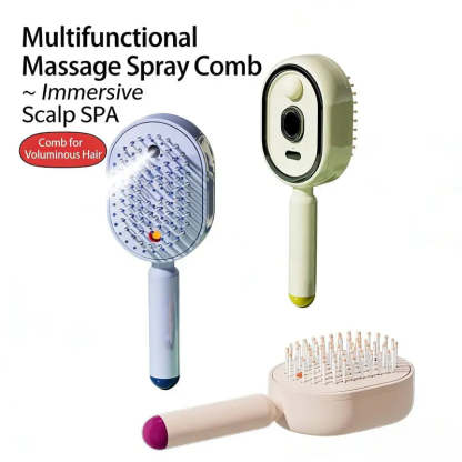 💆 3-in-1 Scalp Spray Massage Comb – Fine Mist Hair Brush with Red Light & Easy-Clean Design