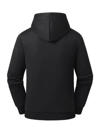 Men's Heated Hoodie – 26 Heating Zones, USB Powered Half-Zip Pullover with Arm Pocket (Power Bank Sold Separately)