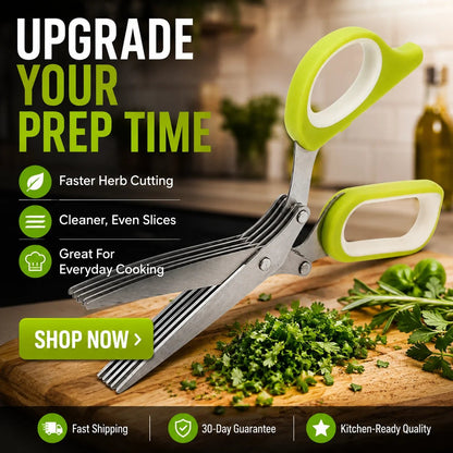 🌿 5-Blade Herb Scissors – Quick-Cut Stainless Steel Kitchen Shears ✂️