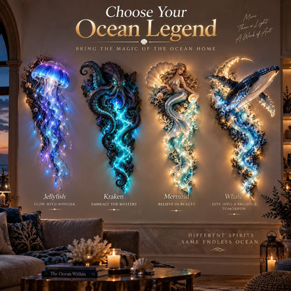 ⏰Limited Stock 50% OFF - 🌊✨ Enchanted Ocean Legends Lighted Wall Décor Collection 🐋🧜‍♀️