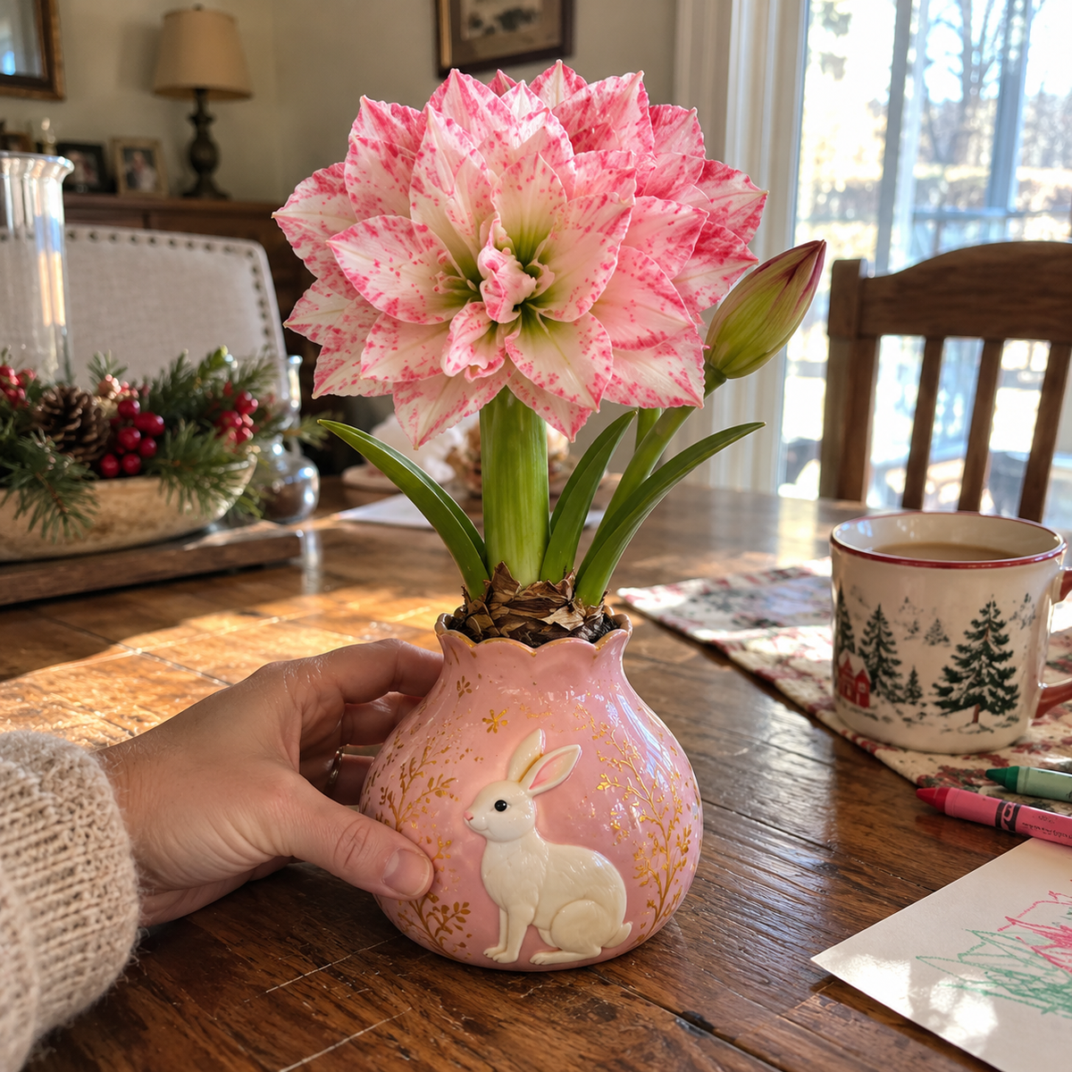 🌱Grow Your Own Amaryllis – Blooming Gift Pot with Decorative Animal Vase