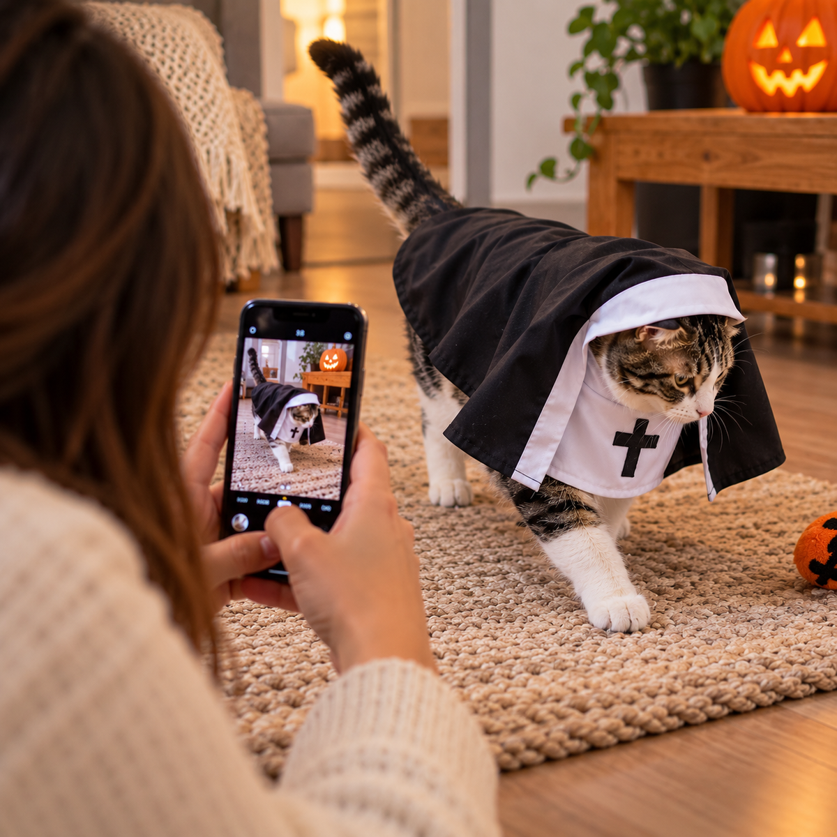 🐾 Holy Mischief™ Pet Nun Costume | Funny Halloween Outfit for Cats & Dogs