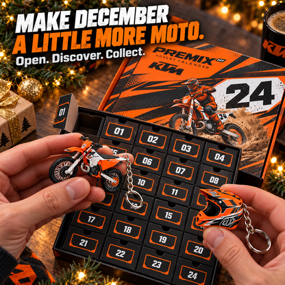 24 Days of Moto – Motocross Advent Calendar with Mini Bike & Helmet Keychains