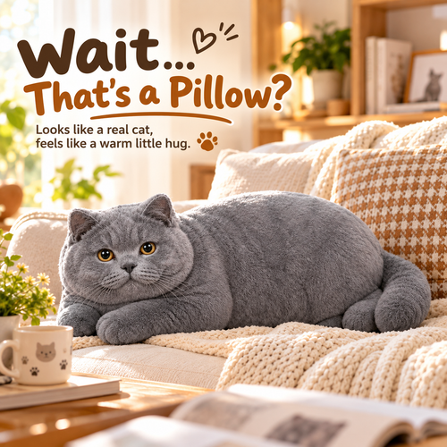 🐱 Lifelike British Shorthair Cat Plush Pillow – So Realistic, You’ll Look Twice