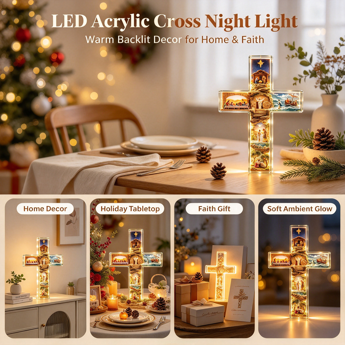 🌟A Sacred Gift They’ll Cherish Forever | Illuminated Bible Cross Nightlight