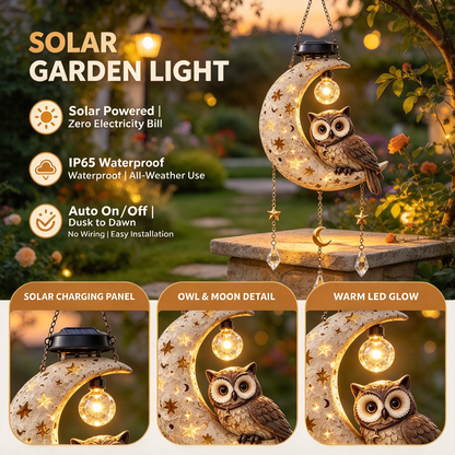 ✨🦉 Magical Moon Owl Solar Hanging Light