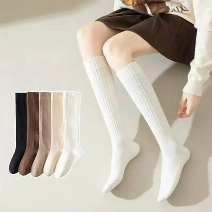 Women's 2-Pair Thick Cute Slim-Fit Solid Color Calf Boot Socks