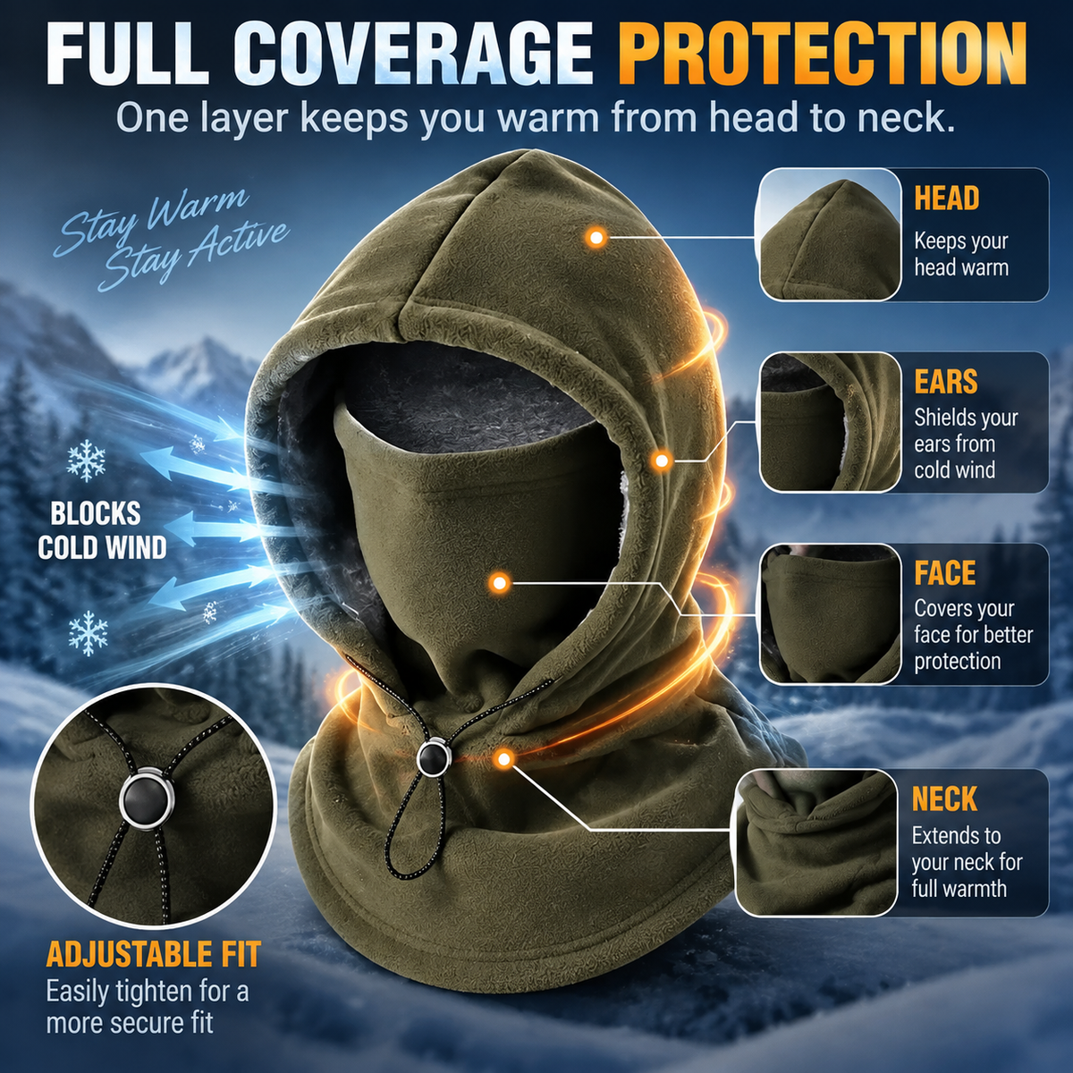 🥶 Fleece Balaclava Hood – Full Face & Neck Winter Protection for Outdoor Adventures（Buy 2 Free Shipping）