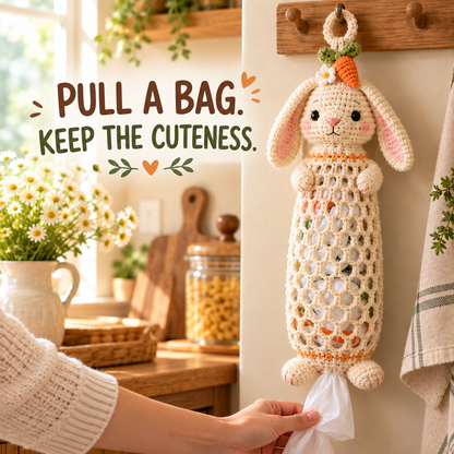 🔥LAST DAY 49% OFF – 🌼 Cottage Harvest Keepers™ — Crochet Animal Bag Holder DIY Kit | 8 Adorable Designs