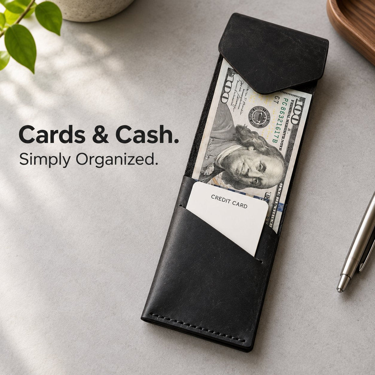 💳Handmade genuine leather wallet – Slim Magnetic Card & Cash Holder for Men