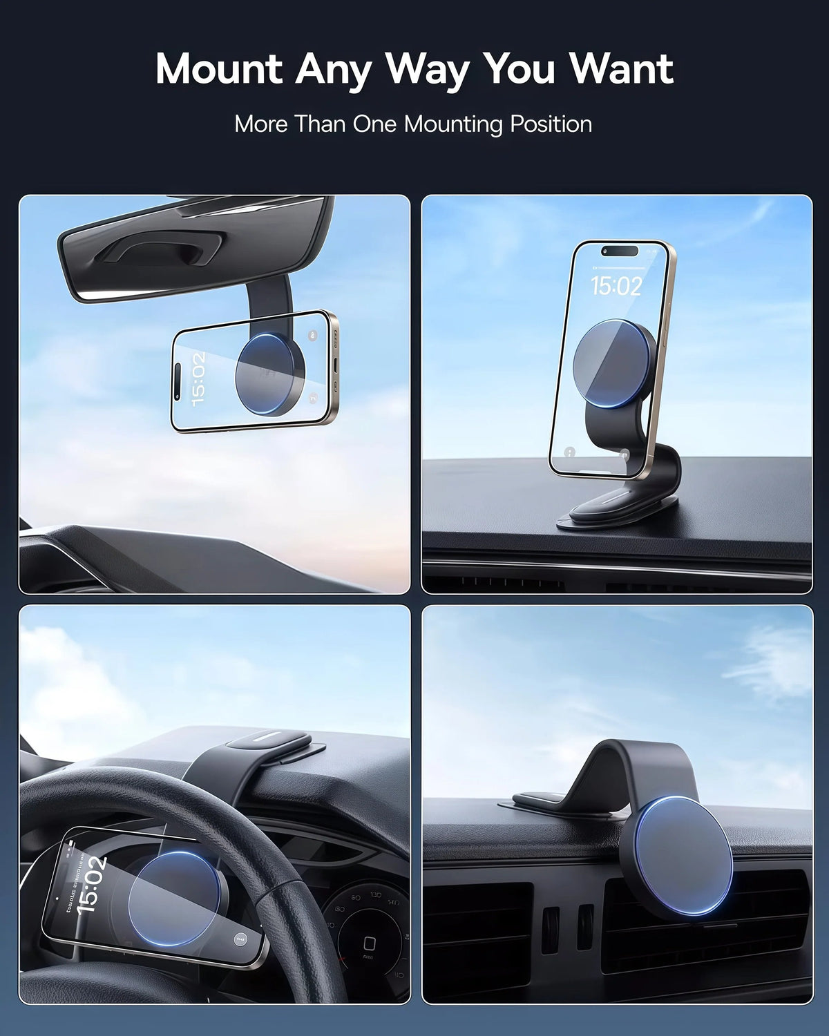 25N Magnetic Car Phone Mount 📱 – Bendable 360° Dashboard Holder