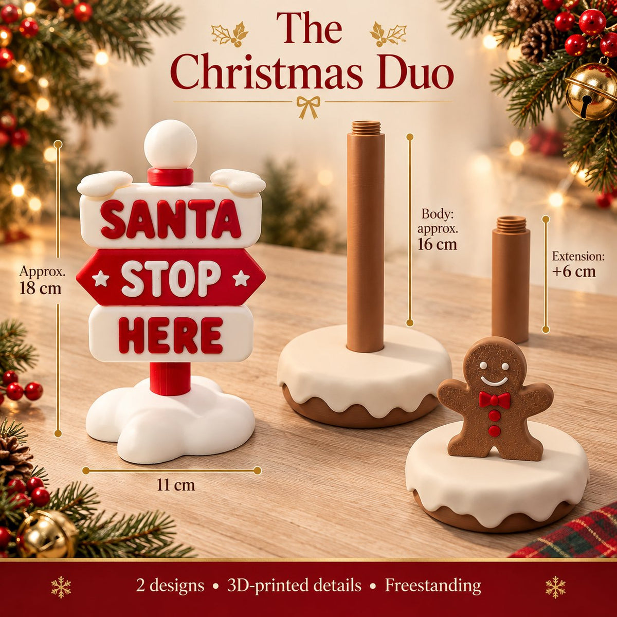 🍪 Playable Double-Style Corner Tissue Container, Fun Christmas Accent for Kitchen & Foyer