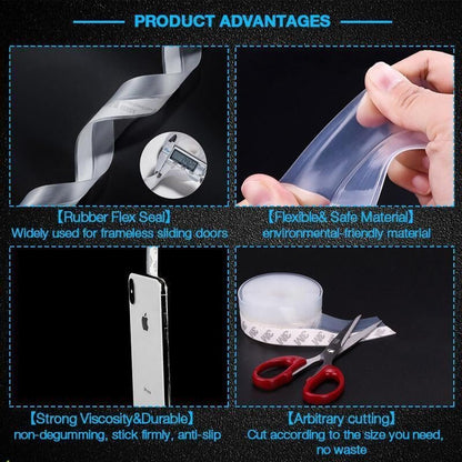 Silicone Door Weather Stripping Seal Strip, 5M/16.4FT Adhesive Door Bottom Draft Stopper for Doors and Windows