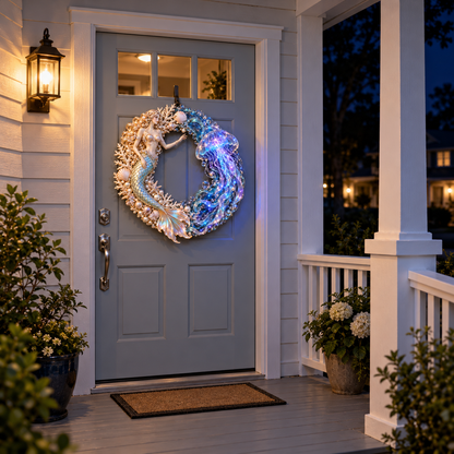 🔥Last Day 50% OFF -🧜‍♀️ Enchanted Mermaid & Glowing Jellyfish Wreath | Bring Ocean Magic Home