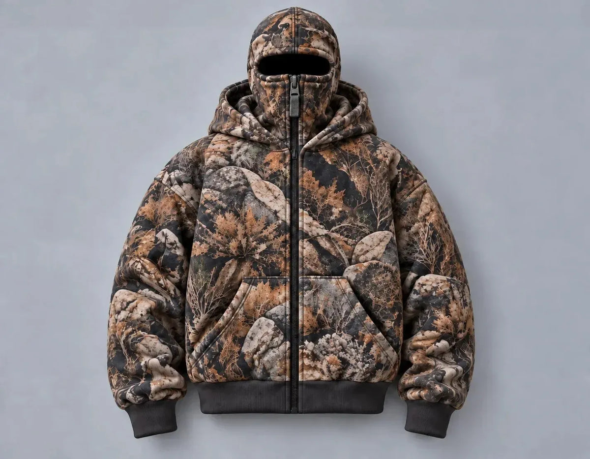 🦌 HunterZip Hunting Hoodie – Built-In Face Mask for Cold-Weather Adventures