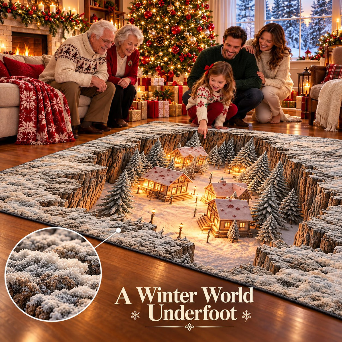 🌨️ Optical Illusion Christmas Scene Rug | Bring A Hidden Winter Village To Your Floor