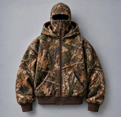 🦌 HunterZip Hunting Hoodie – Built-In Face Mask for Cold-Weather Adventures