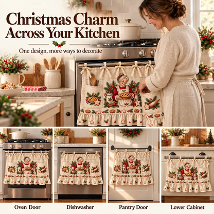 ⏳ Last Day 49% OFF – 🎄 Christmas Kitchen Tie-On Skirt | Festive Holiday Designs with Pockets & Ruffled Trim ✨