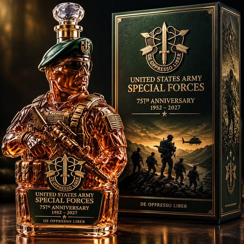 🇺🇸 U.S. Army Special Forces 75th Anniversary Whiskey Decanter – 1952–2027 Commemorative Collector’s Edition