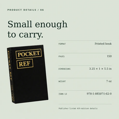Pocket Ref 4th Edition | 150-Page Portable Reference Book