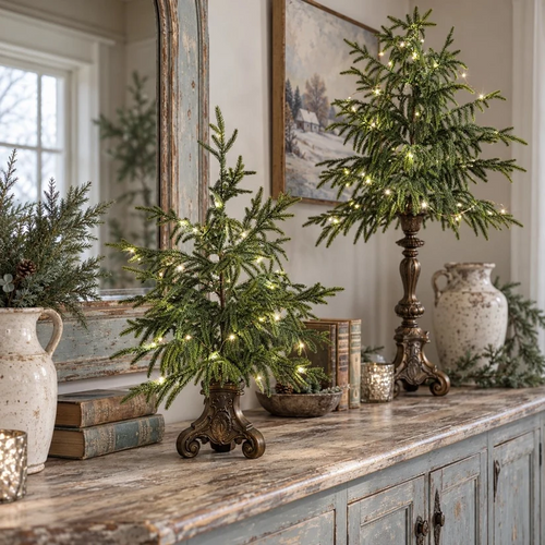 🔥Vintage Lighted Norfolk Pine Trees