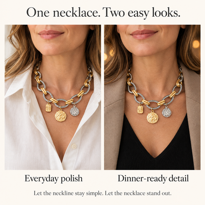 Coin Charm Statement Necklace