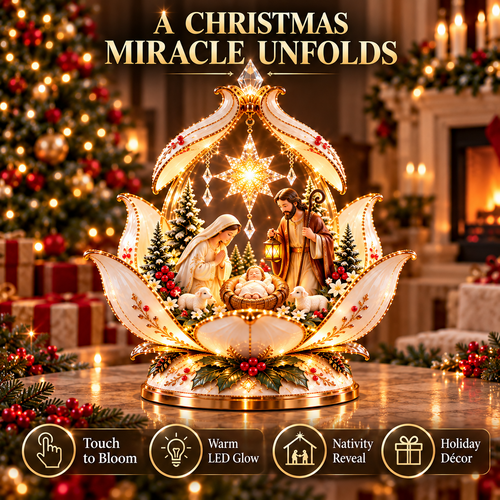 ✝️🌸 Christmas Miracle Bloom™ – Touch-to-Bloom Nativity Light