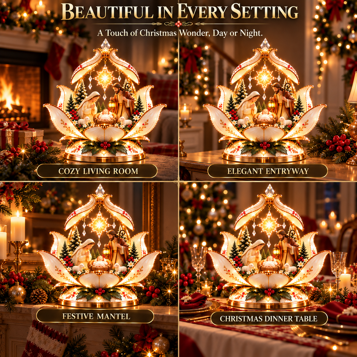 ✝️🌸 Christmas Miracle Bloom™ – Touch-to-Bloom Nativity Light