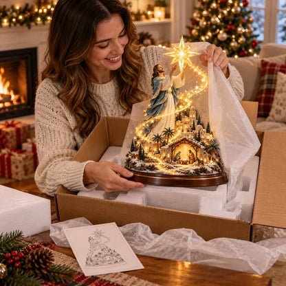 ⭐✨ Bethlehem Star of Hope™ – Jesus Holding the Guiding Star Illuminated Christmas Nativity Scene（20*50cm）