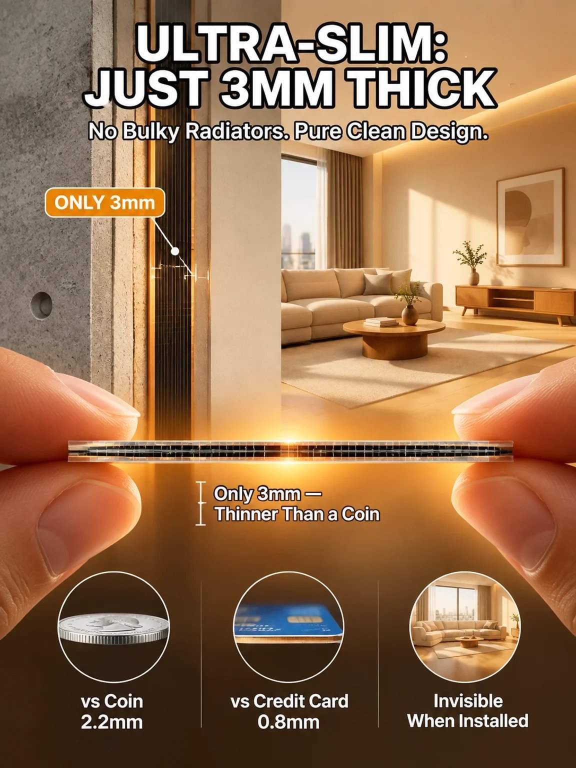 Ultra-Thin Graphene Infrared Wall Heater | 3s Rapid Heating | A+++ Energy Saving | Drill-Free ☀️