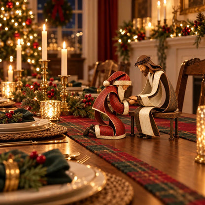 🔥🙏The True Spirit of Christmas – Santa & Jesus Figurine