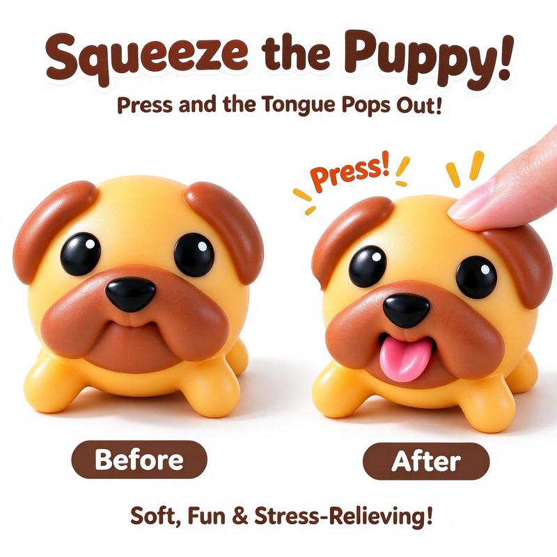 🐶 Funny Tongue-Popping Pug Toy – Squeeze & Smile Mini Fidget Gift