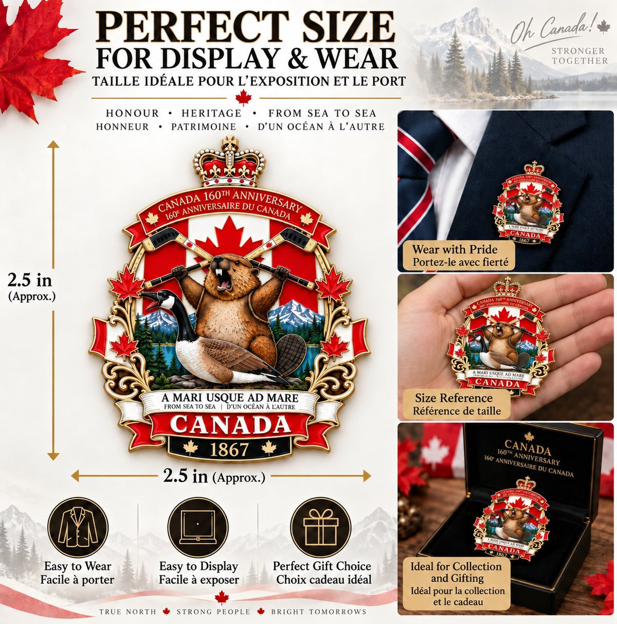 🍁Canada 160th Anniversary Tribute Badge | 1867–2027 Canadian Heritage Collector’s Keepsake