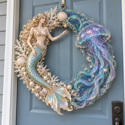 🔥Last Day 50% OFF -🧜‍♀️ Enchanted Mermaid & Glowing Jellyfish Wreath | Bring Ocean Magic Home