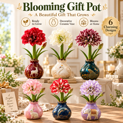 🌱Grow Your Own Amaryllis – Blooming Gift Pot with Decorative Animal Vase