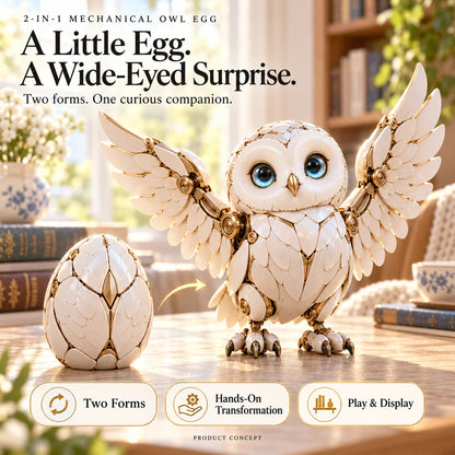 🦉🥚 2-in-1 Transforming Mechanical Owl Egg – Snowy Owl Collectible Figure✨