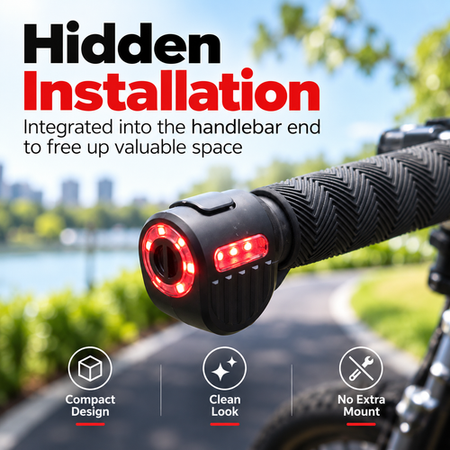 🚴(A pair) Dual-Direction Handlebar Safety Lights – USB Rechargeable Front & Rear Bike Lights with Hidden Bar-End Installation