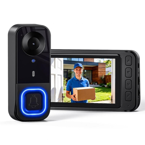 🔔1080P Video Doorbell with 4.3″ Indoor Monitor— No App or Home Wi-Fi
