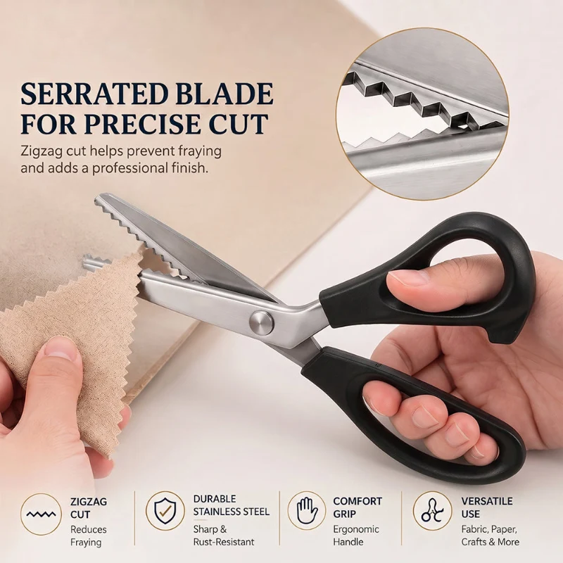Stainless Steel Pinking Shears – 9.1' Zig Zag Fabric Scissors for Sewing, Quilting, Dressmaking & DIY Crafts