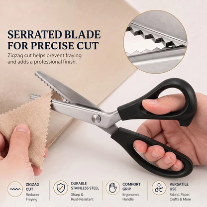 Stainless Steel Pinking Shears – 9.1' Zig Zag Fabric Scissors for Sewing, Quilting, Dressmaking & DIY Crafts
